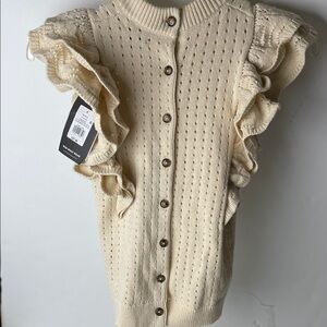 WHO WHAT WEAR ruffle sleeve knit cardigan NWT